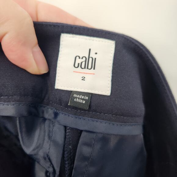 CAbi Navy Mariner High Rise Trouser Pants Flare Leg Nautical #5077 Women's 2 - Picture 2 of 10